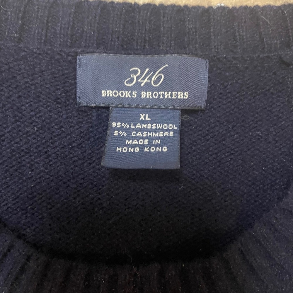 Brooks Brothers‎ 346 Mens Navy Lambswool Cashmere Sweater Crewneck XL - Picture 3 of 11